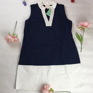 NWT Sail to Sable Sun Blocked Navy and white dress